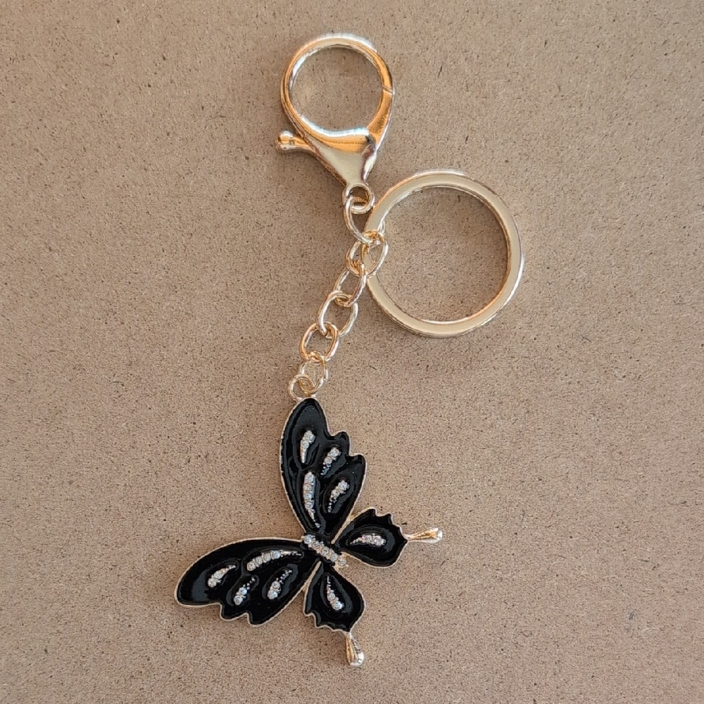 Black and Gold Butterfly Key Holder Bag Charm